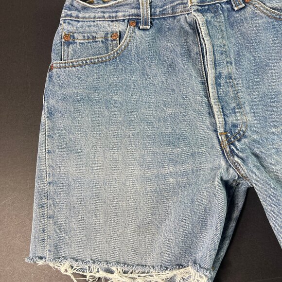 VTG 90s Levi's Jean Short Men 31* 501 Blue Distressed Cut Off Denim Jorts Tag 34 - Picture 4 of 16